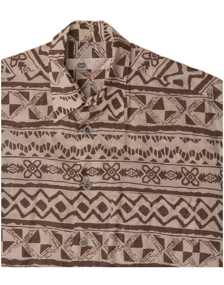 NEU FAST Herren Kurzarmhemd Größe 39/40 Mittelbeige geometrische Viskose