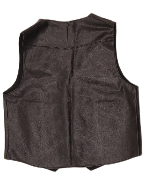 Vintage Damen Lederweste UK 14 Medium Schwarz
