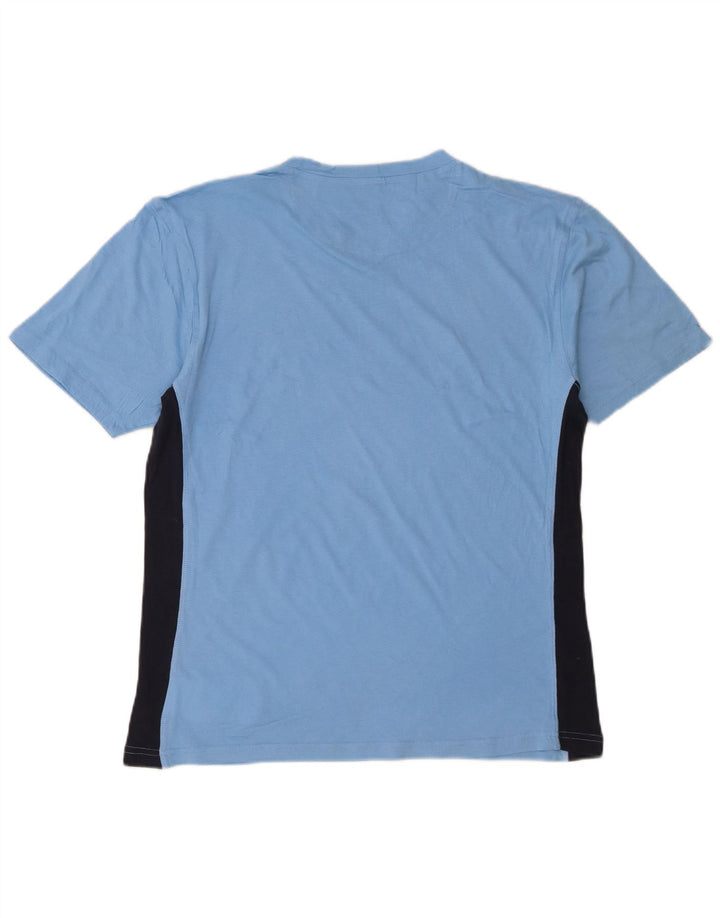 Champion Herren-T-Shirt-Oberteil aus mittelblauer Colourblock-Baumwolle