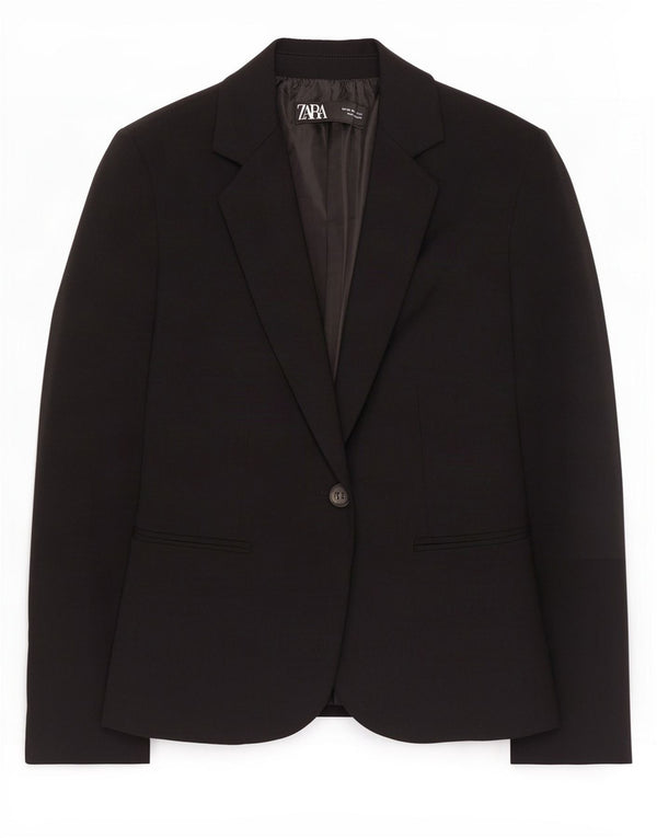 Zara Damen 1-Knopf-Blazerjacke EU 34 2XS Schwarz Polyester