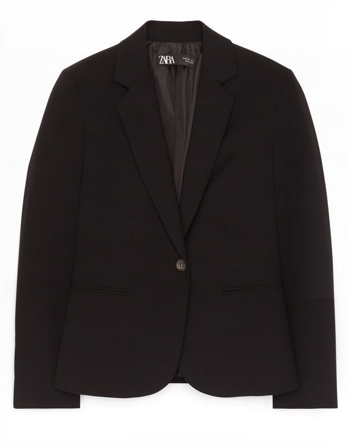 Zara Damen 1-Knopf-Blazerjacke EU 34 2XS Schwarz Polyester
