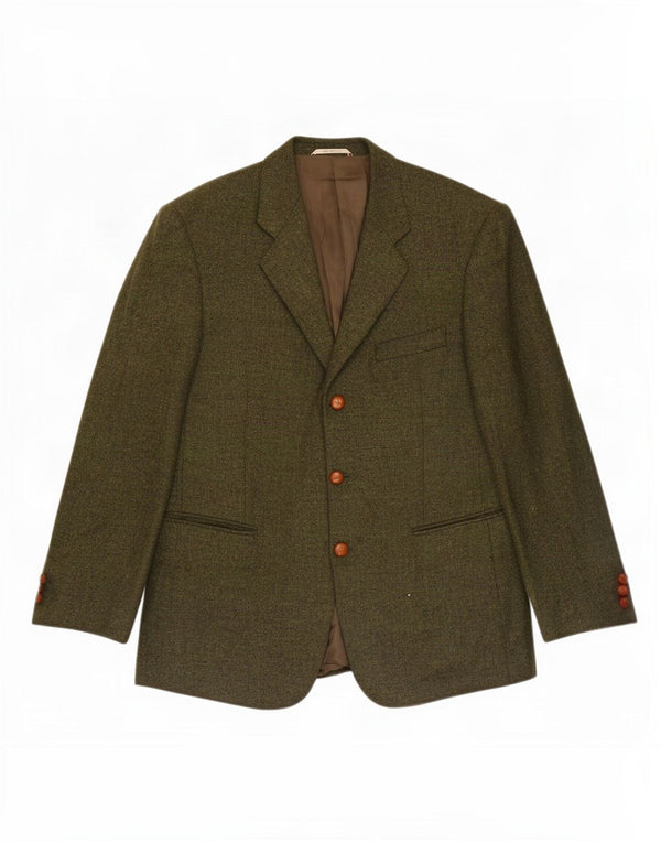 Duca Visconti Mens 3 Button Blazer Jacket IT 48 Medium Khaki Wool