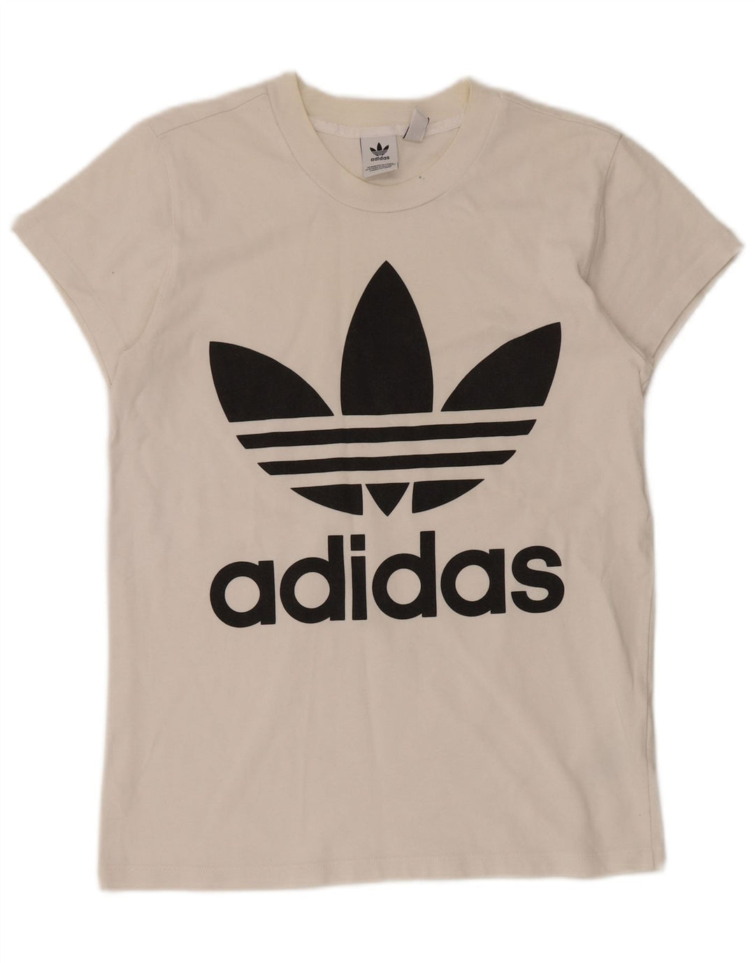 ADIDAS Damen Übergroßes Grafik-T-Shirt-Oberteil UK 2 2XS Weiße Baumwolle