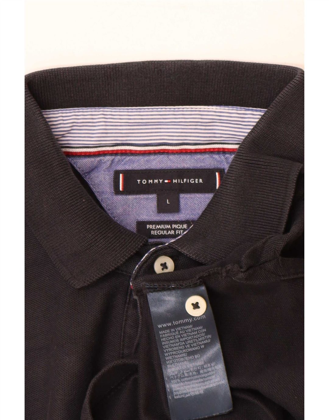 Tommy Hilfiger Herren-Poloshirt mit normaler Passform, große schwarze Baumwolle