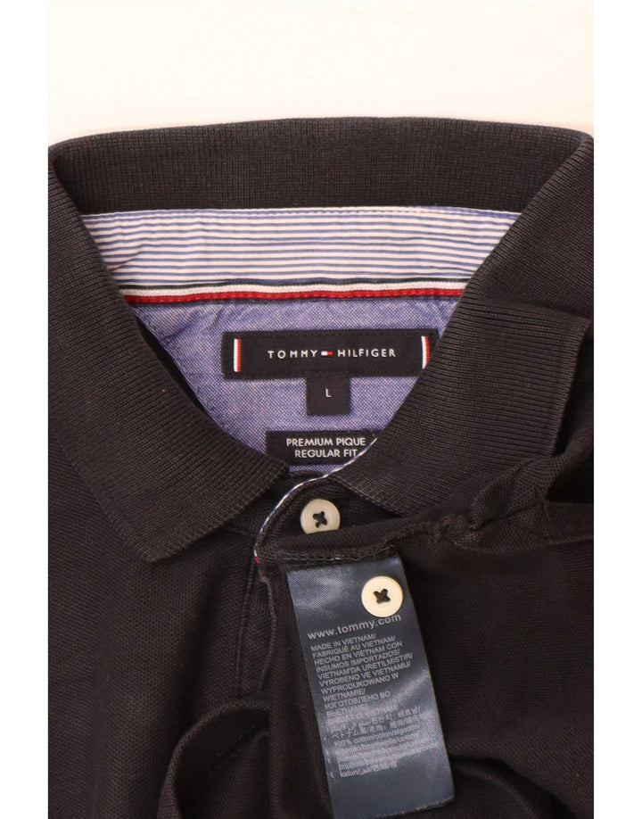 Tommy Hilfiger Herren-Poloshirt mit normaler Passform, große schwarze Baumwolle