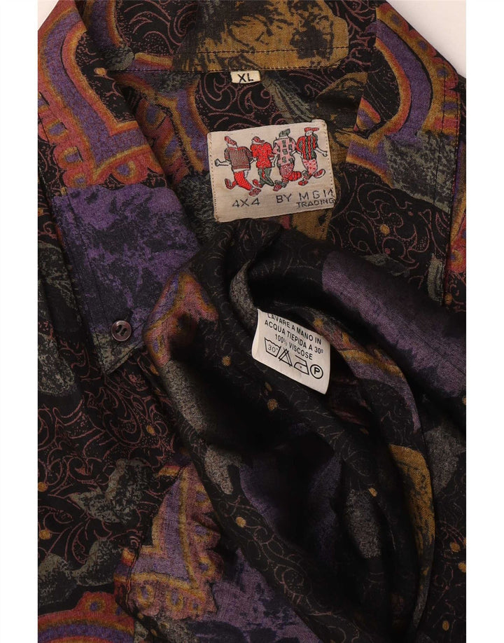 Vintage Herrenhemd XL Mehrfarbig Paisley Viskose