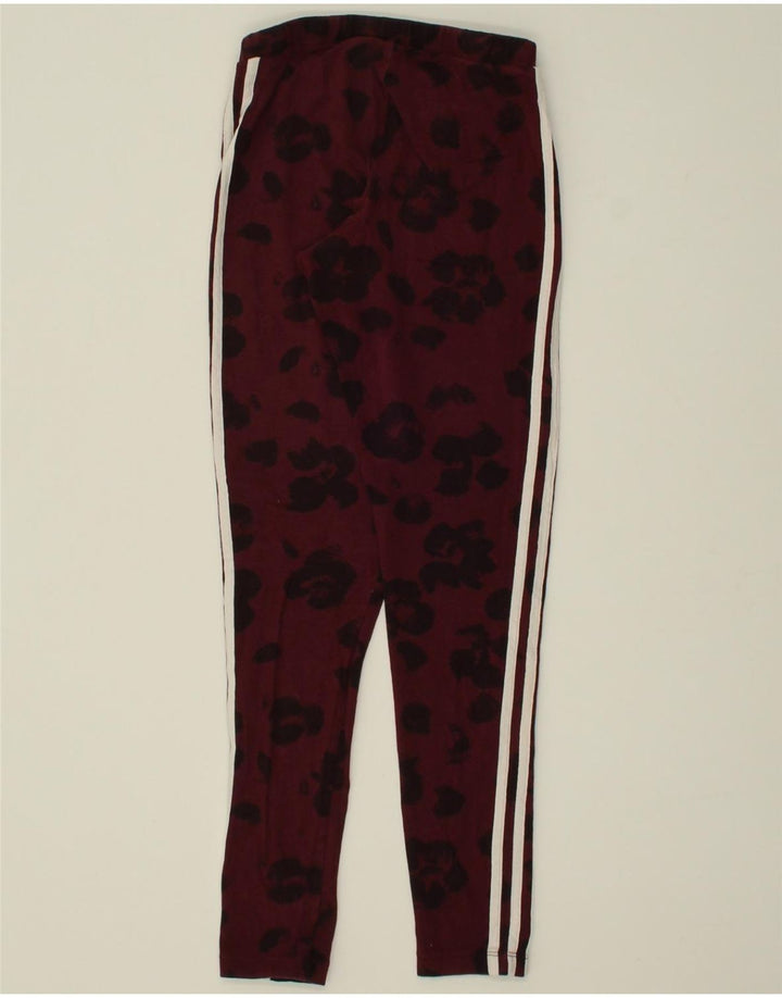 ADIDAS Womens Abstract Pattern Leggings UK 6 XS Maroon Cotton Vintage Adidas and Second-Hand Adidas from Messina Hembry 