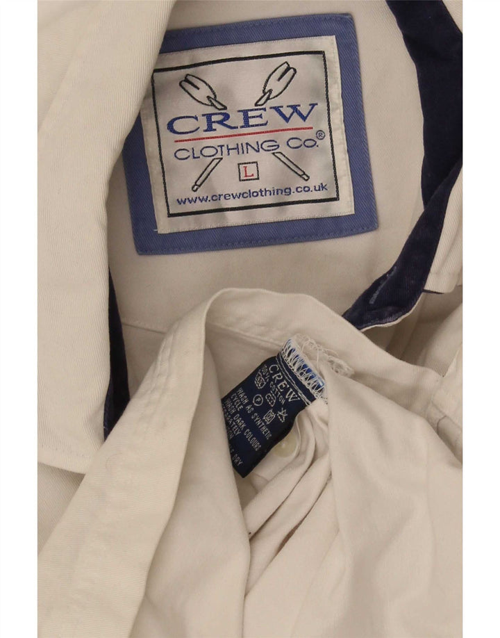 Crew Clothing Herren-Pullover-Hemd, groß, weiß gestreift, Baumwolle