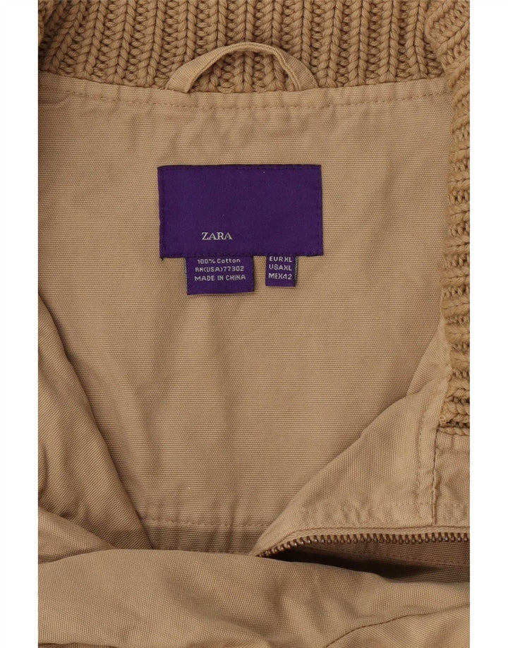 Zara Herren Bomberjacke UK 42 XL Beige Baumwolle