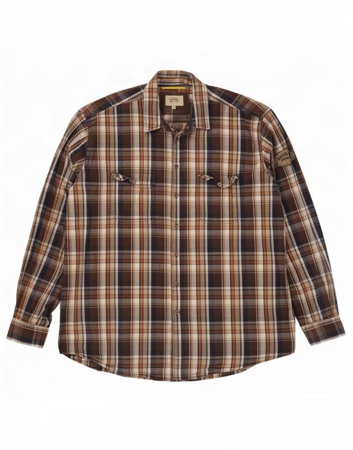 Camel Active Herrenhemd 2XL, braun kariert, Baumwolle
