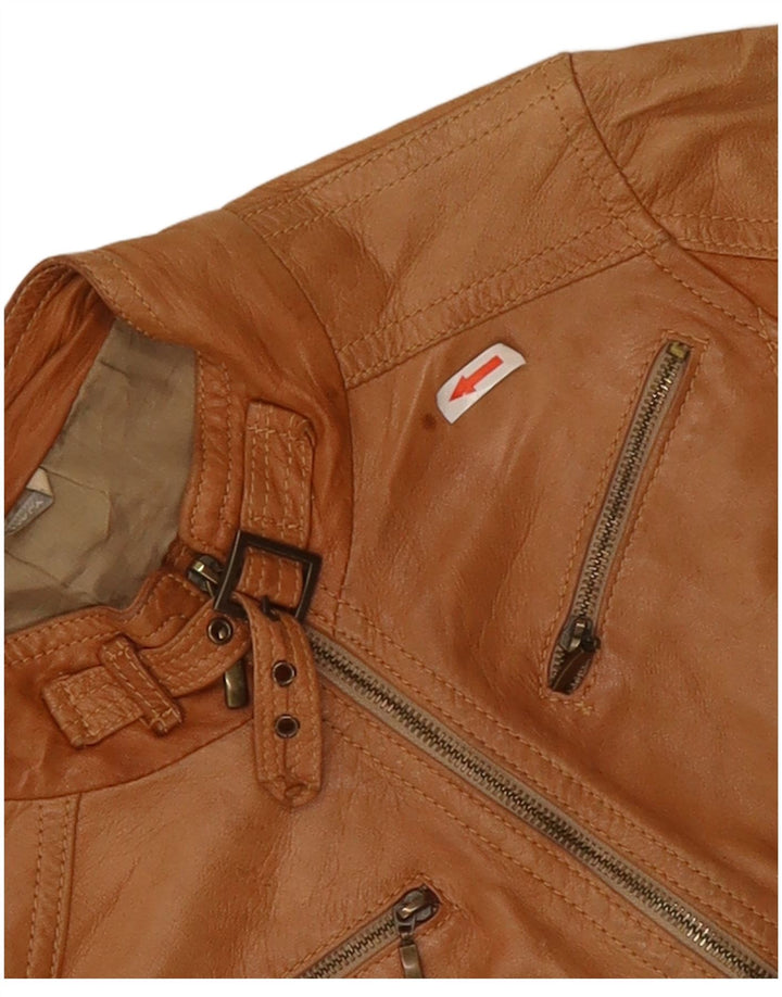 XETRA Damen Leder Bikerjacke UK 8 Small Beige