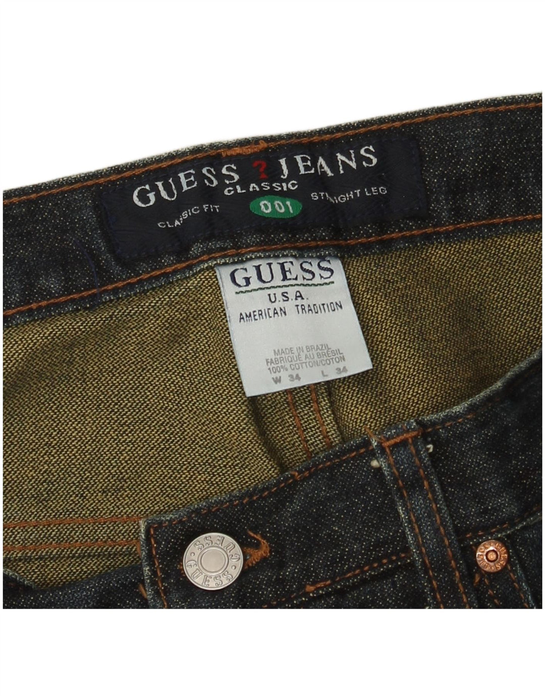 Guess Herren-Jeans mit klassischer Passform, gerade Passform, W34 L34, marineblaue Baumwolle
