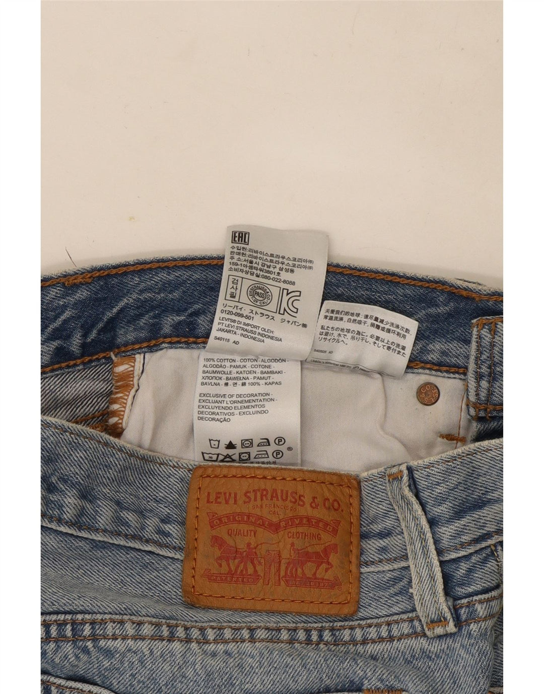 Levi's Damen Distressed Mini Denim Rock W28 Mittelblaue Baumwolle