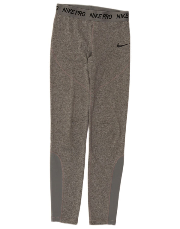 Nike Mädchen-Grafik-Leggings, 12–13 Jahre, groß, graues Colourblock-Polyester