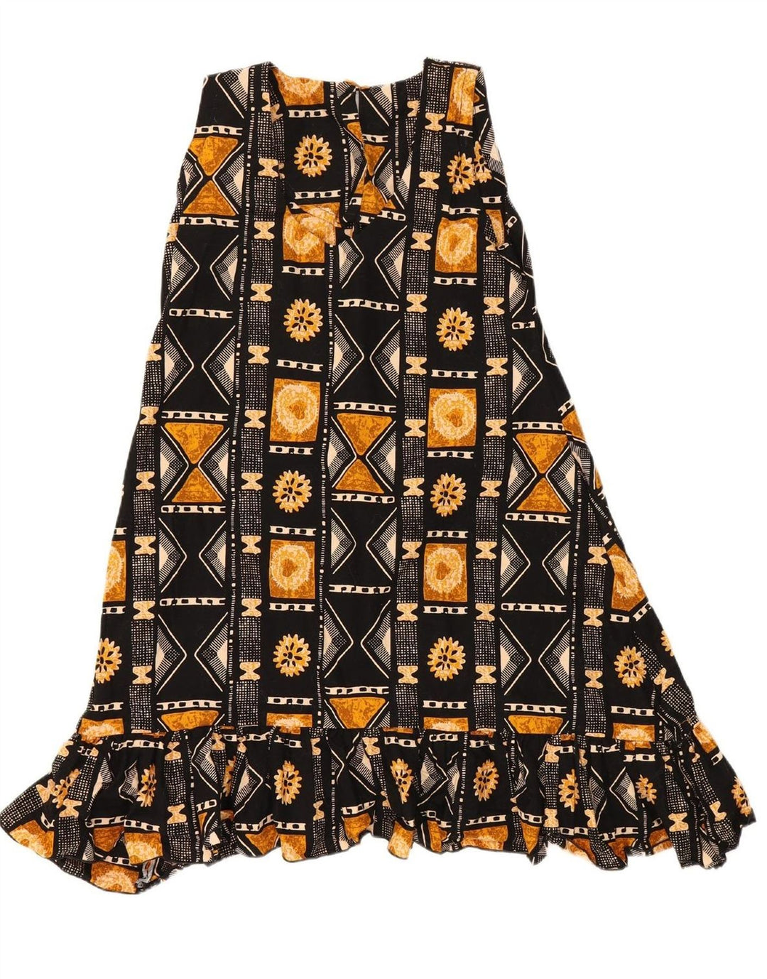 VINTAGE Womens Tent Dress UK 12 Medium Black Geometric