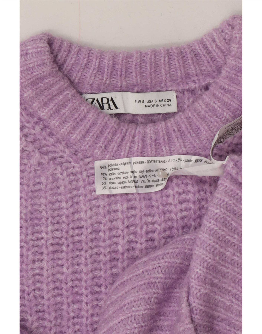 Zara Damen-Pullover mit U-Boot-Ausschnitt, UK 10, Größe S, Lila, Polyester