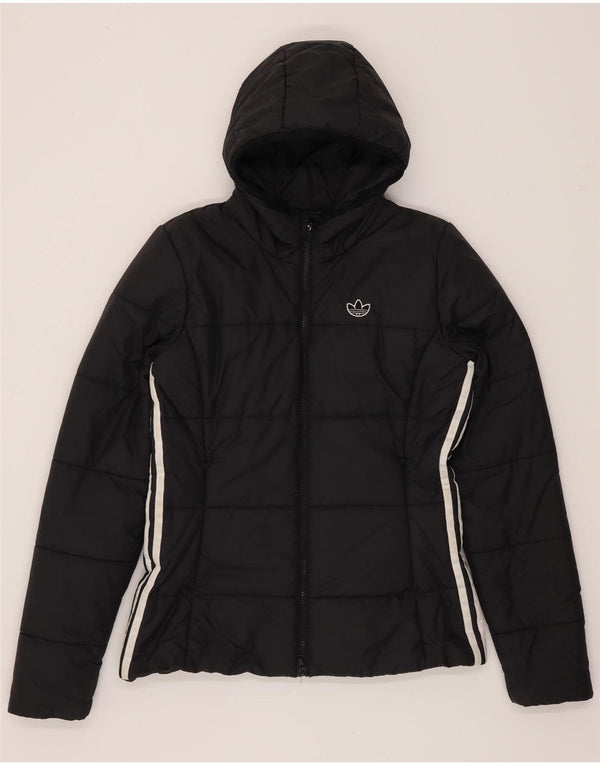 Adidas Damen-Kapuzenjacke, wattiert, Gr. 10, Größe S, Schwarz, Polyester