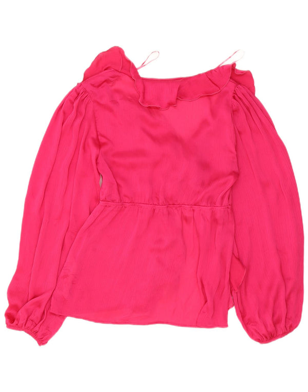 Zara Damen-Langarmblusenoberteil mit lockerer Passform, UK 6, XS, Rosa, Polyester