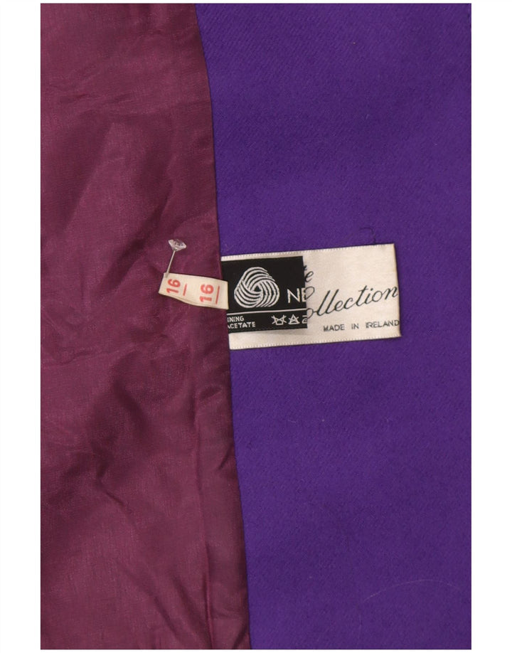 Vintage Damen Übergroßer Doppelbrustmantel UK 16 Große lila Wolle