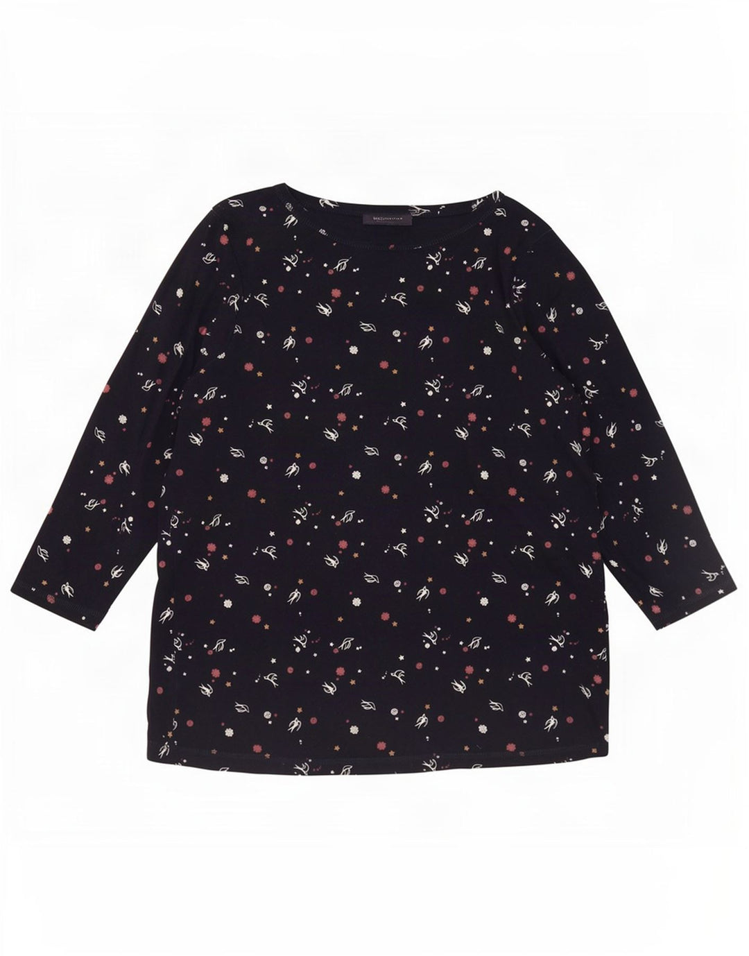 Marks & Spencer Damen-Top mit abstraktem Muster, 3/4-Ärmel, UK 20 2XL, Marineblau