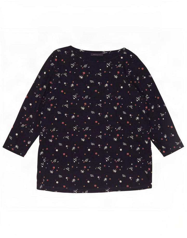 Marks & Spencer Damen-Top mit abstraktem Muster, 3/4-Ärmel, UK 20 2XL, Marineblau