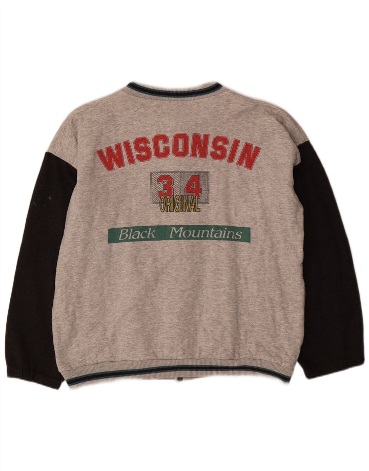 VINTAGE Grafische Varsity-Jacke für Herren, UK 38, Mittelgrau, Farbblock