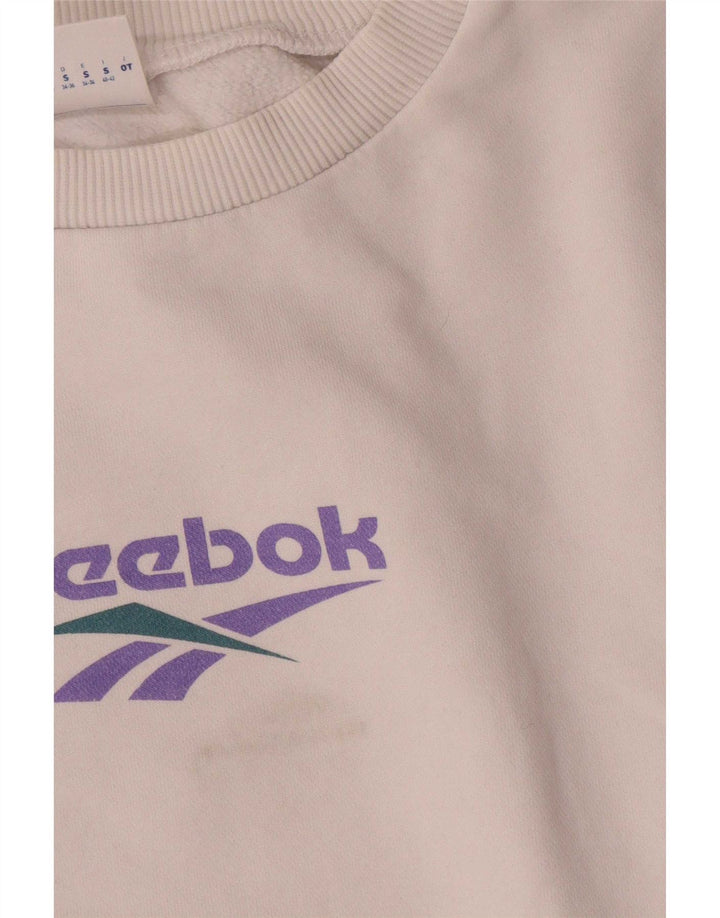 Reebok Damen Oversize Crop Sweatshirt Pullover UK 8/10 Small Weiß