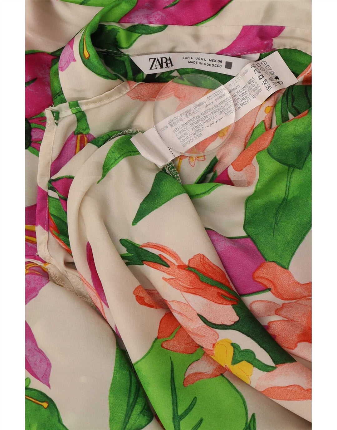 Übergroße Hemdbluse für Damen von Zara, Größe 46, groß, mehrfarbig, mit Blumenmuster