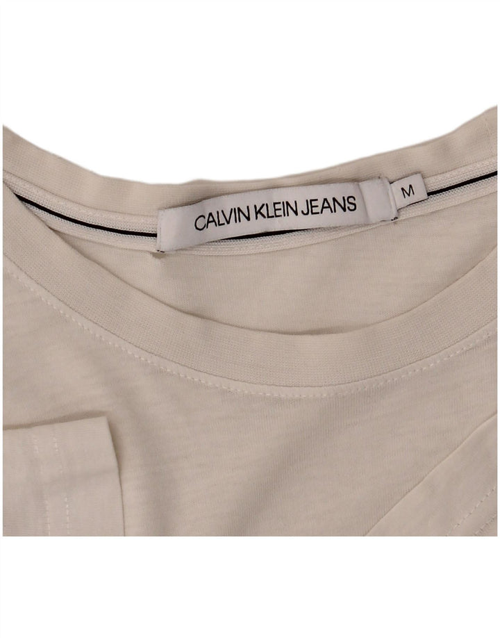CALVIN KLEIN JEANS Mens T-Shirt Top Medium White Cotton
