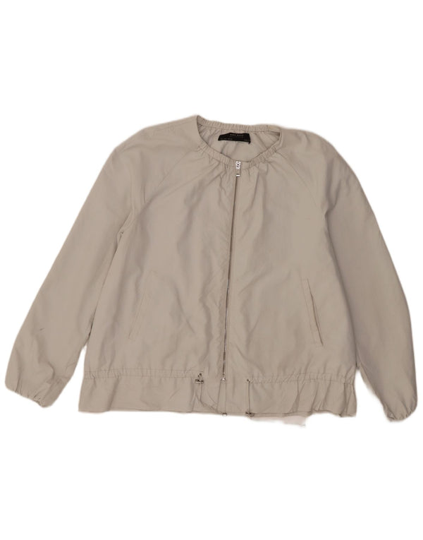 Zara Damen Bomberjacke UK 16 Large Grau Polyester