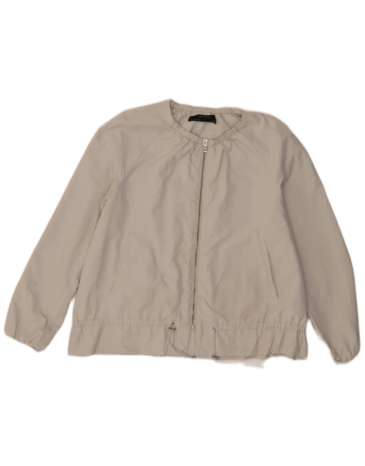 Zara Damen Bomberjacke UK 16 Large Grau Polyester