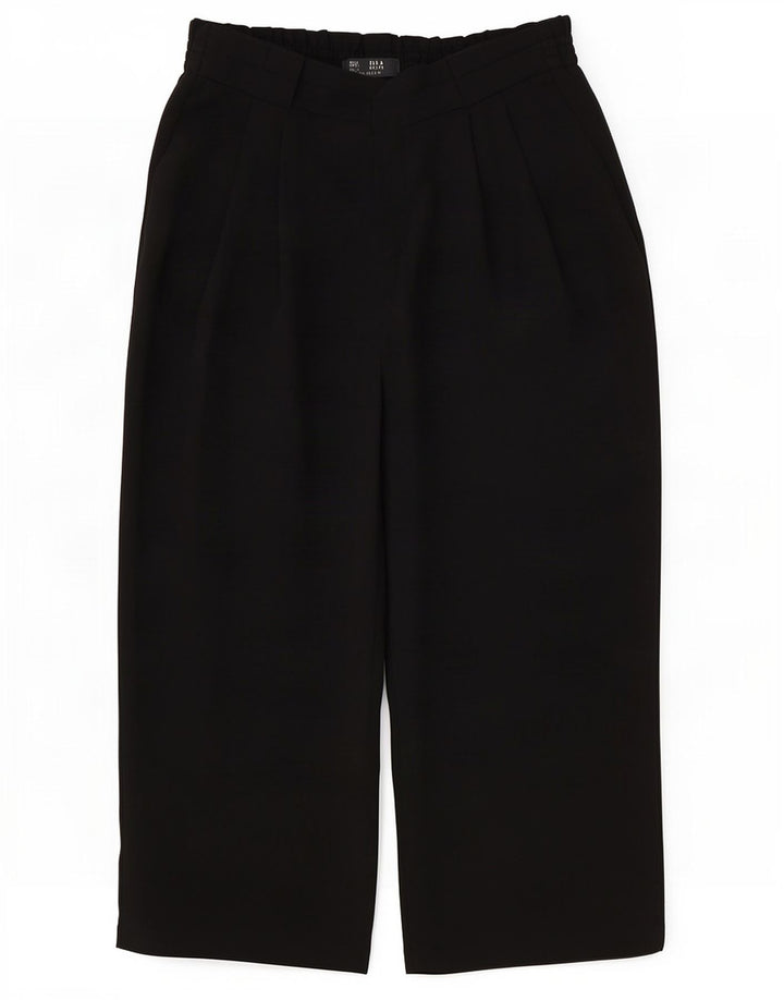 Zara Damen Capri-Hose mit Pegged, Größe L, W30, L22, Schwarz, Polyester