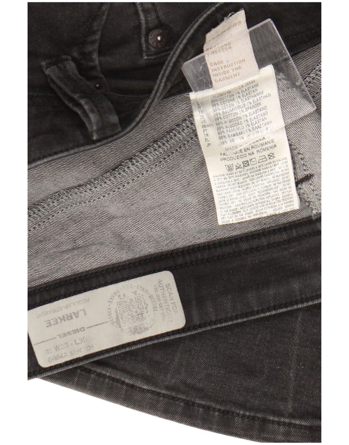 Diesel Herren Larkee Regular Straight Jeans W33 L30 Schwarze Baumwolle
