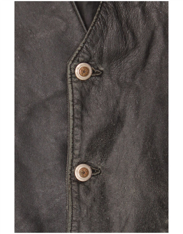 VINTAGE Herren Lederweste IT 52 Großes schwarzes Leder