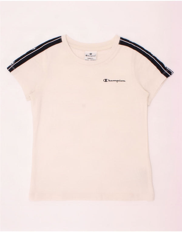 Champion Boys Graphic T-Shirt Top 7-8 Years Small White Colourblock Cotton