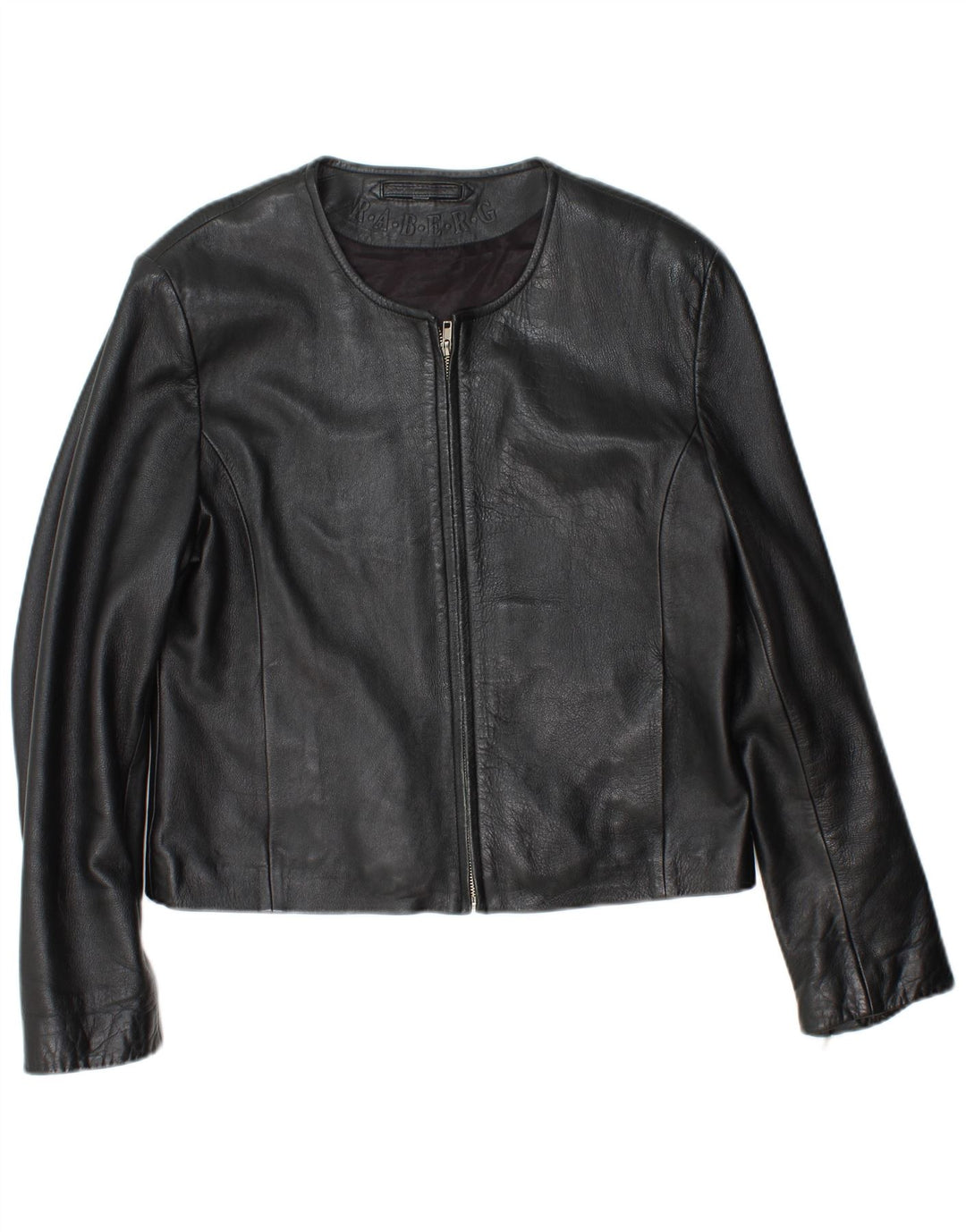 RABERG Damen Crop Lederjacke EU 42 Großes schwarzes Leder