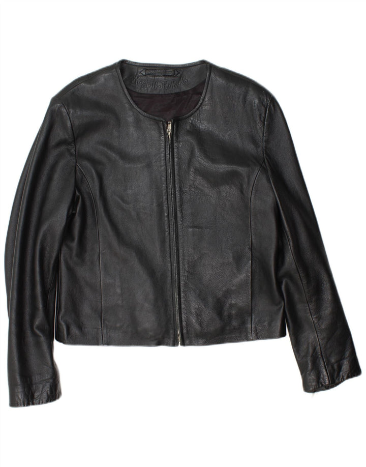 RABERG Damen Crop Lederjacke EU 42 Großes schwarzes Leder