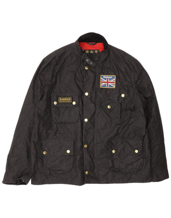 Barbour Herrenjacke aus gewachster Baumwolle, UK 44 2XL, schwarze Baumwolle