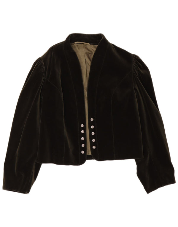 Trachten Gerlach Damen Samt Bolero Jacke EU 44 XL Khaki Baumwolle