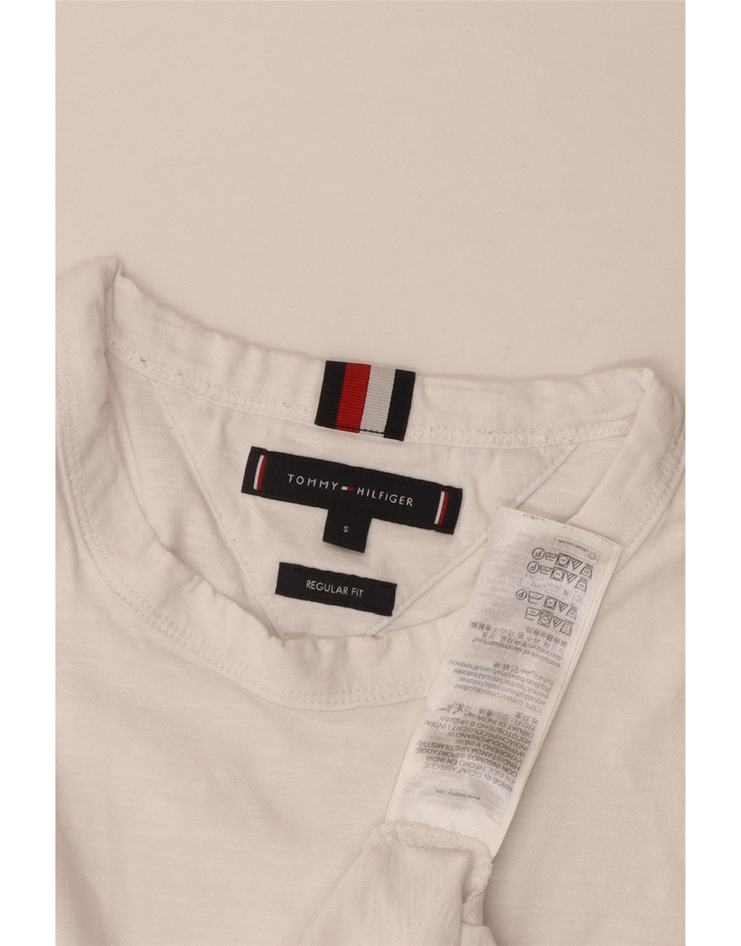 Tommy Hilfiger Herren-T-Shirt mit normaler Passform, Größe S, weiße Baumwolle