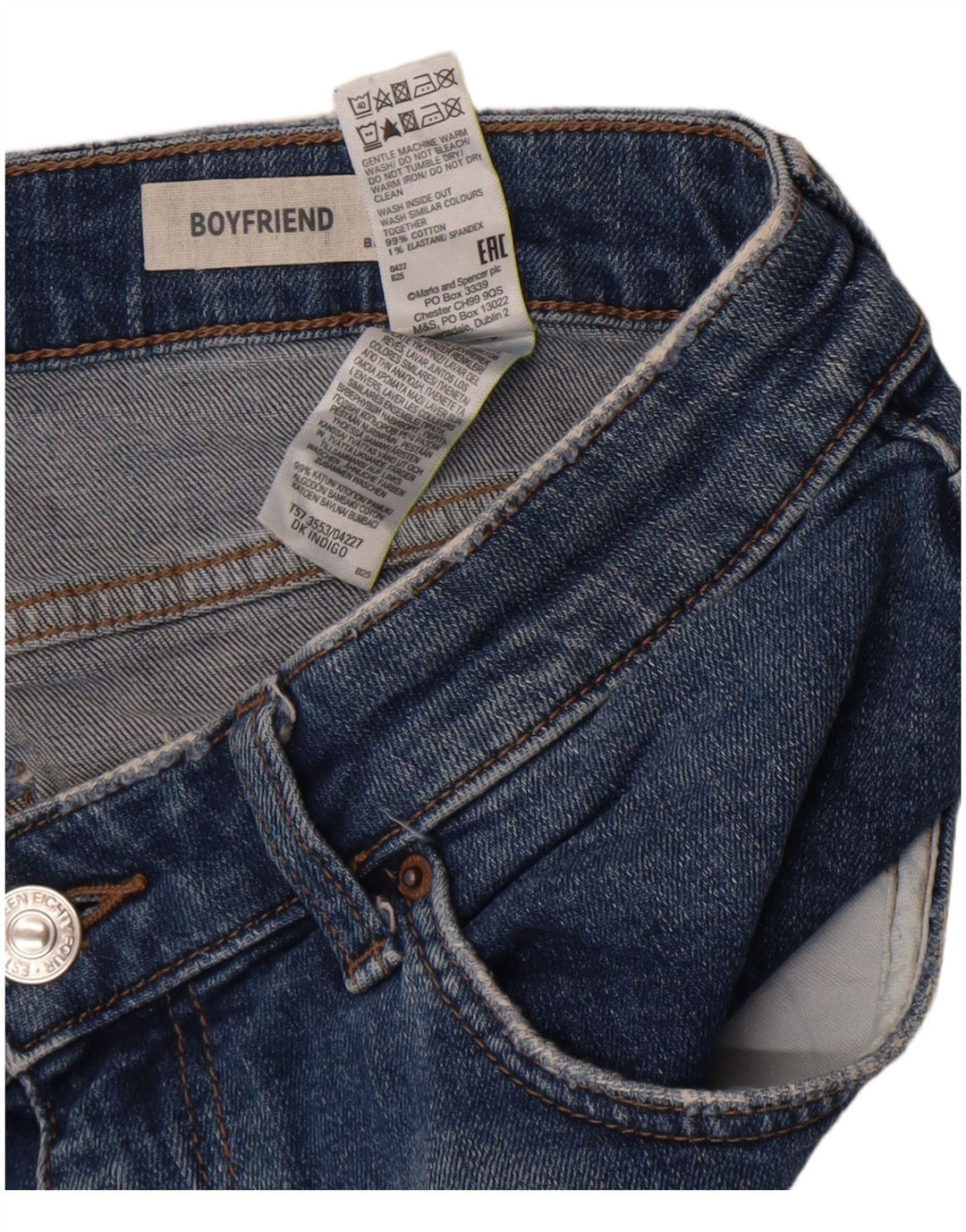 Marks & Spencer Damen Boyfriend-Jeansshorts UK 12 Medium W32 Blau