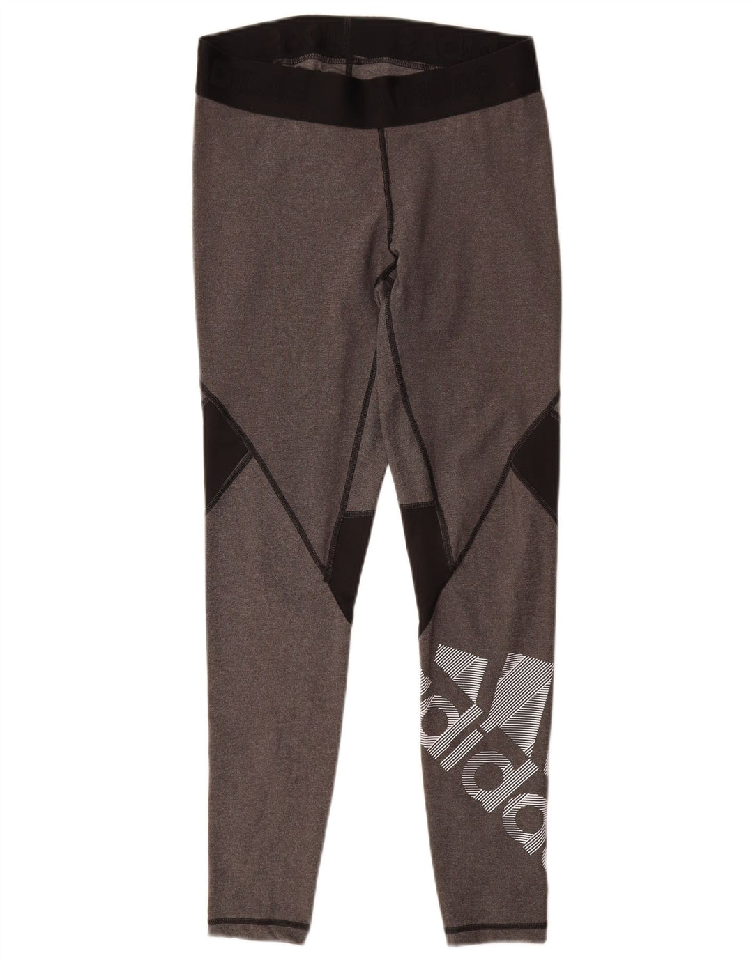 Adidas Damen Grafik-Leggings UK 12/14 Mittelgrau Colourblock Polyester