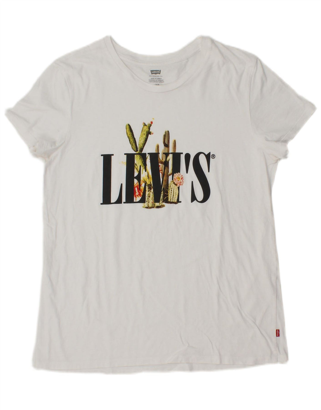 LEVI'S Damen Grafik-T-Shirt-Oberteil UK 14 Large Weiß