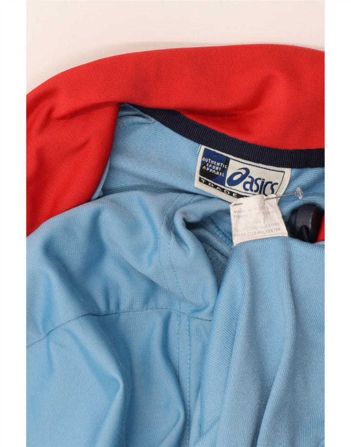 Asics Jungen-Trainingsanzug-Top-Jacke, 11–12 Jahre, blaues Farbblock-Polyester