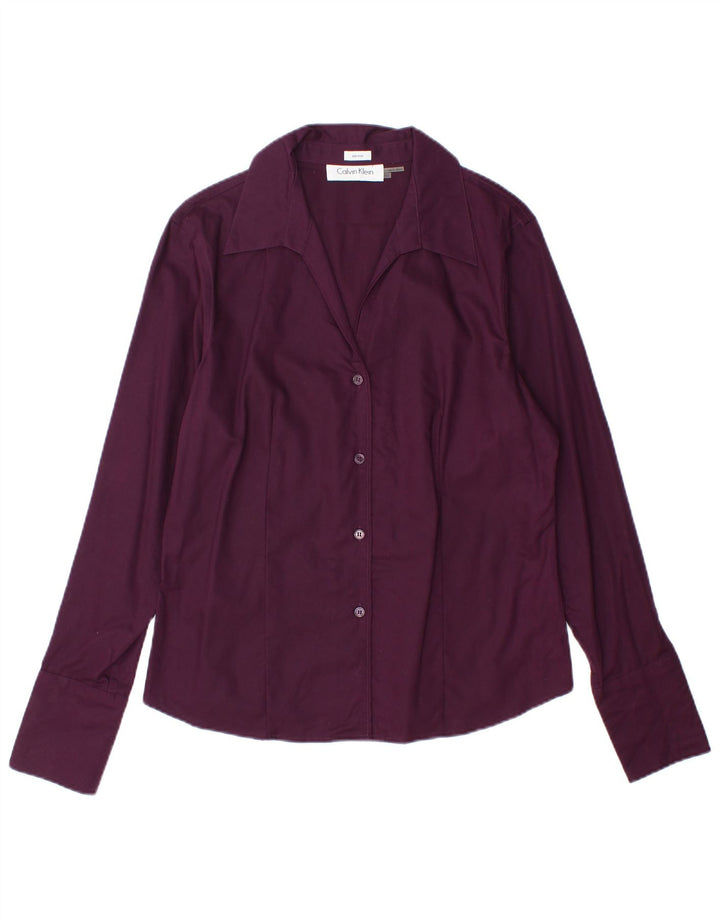 Calvin Klein Damenhemd US 10 Large Lila Baumwolle