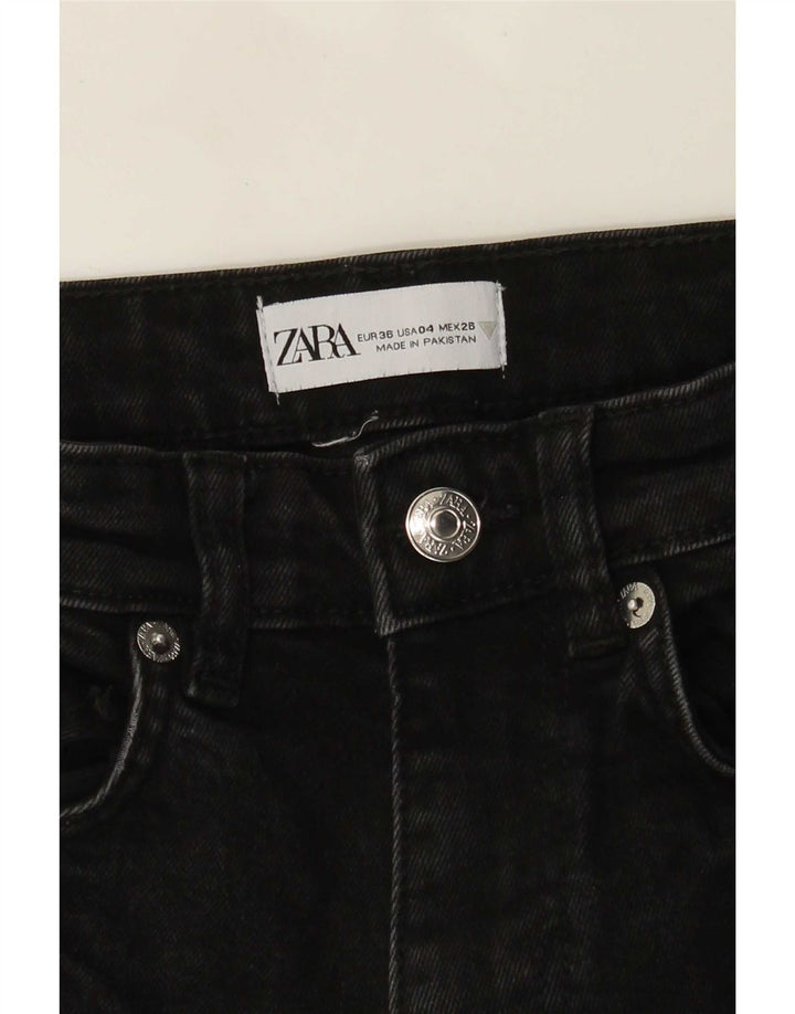 Zara Damen Bootcut Jeans EU 36 XS W26 L25 Schwarz