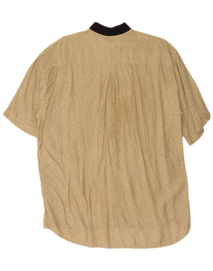 Mac Fashion Herren-Hemd, kurzärmelig, lockere Passform, Größe S, beige, geblümt, Viskose