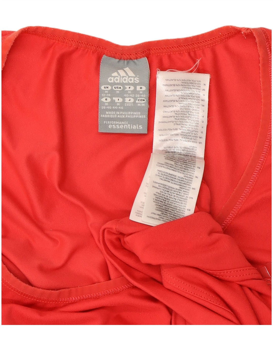 ADIDAS Damen Climalite T-Shirt Top UK 12/14 Mittelrotes Polyester