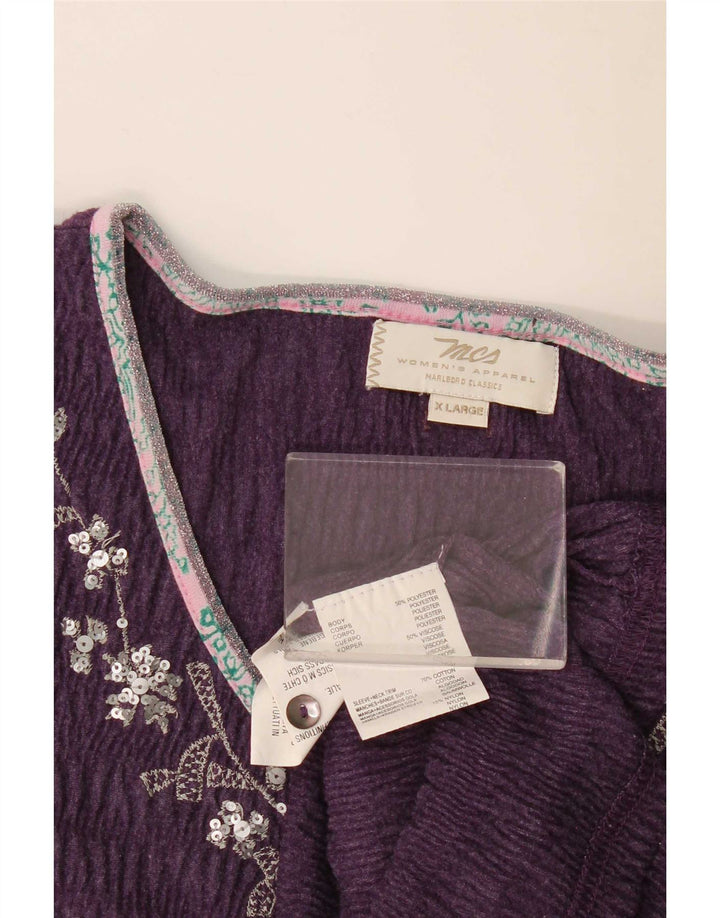 Marlboro Classics Damen-Blusenoberteil UK 18 XL Lila gestreift aus Polyester