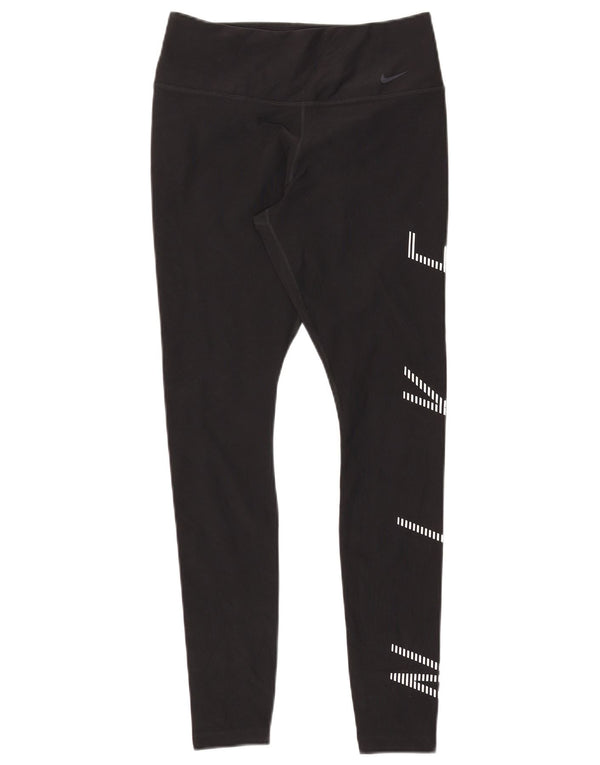 Nike Damen Dri Fit Graphic Leggings UK 12 Medium Schwarz